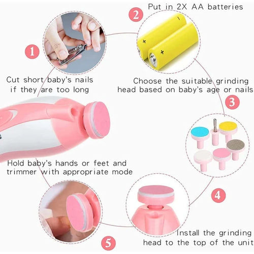 Electric Baby Nail Trimmer With Grinding Heads For New born Infant And Toddler