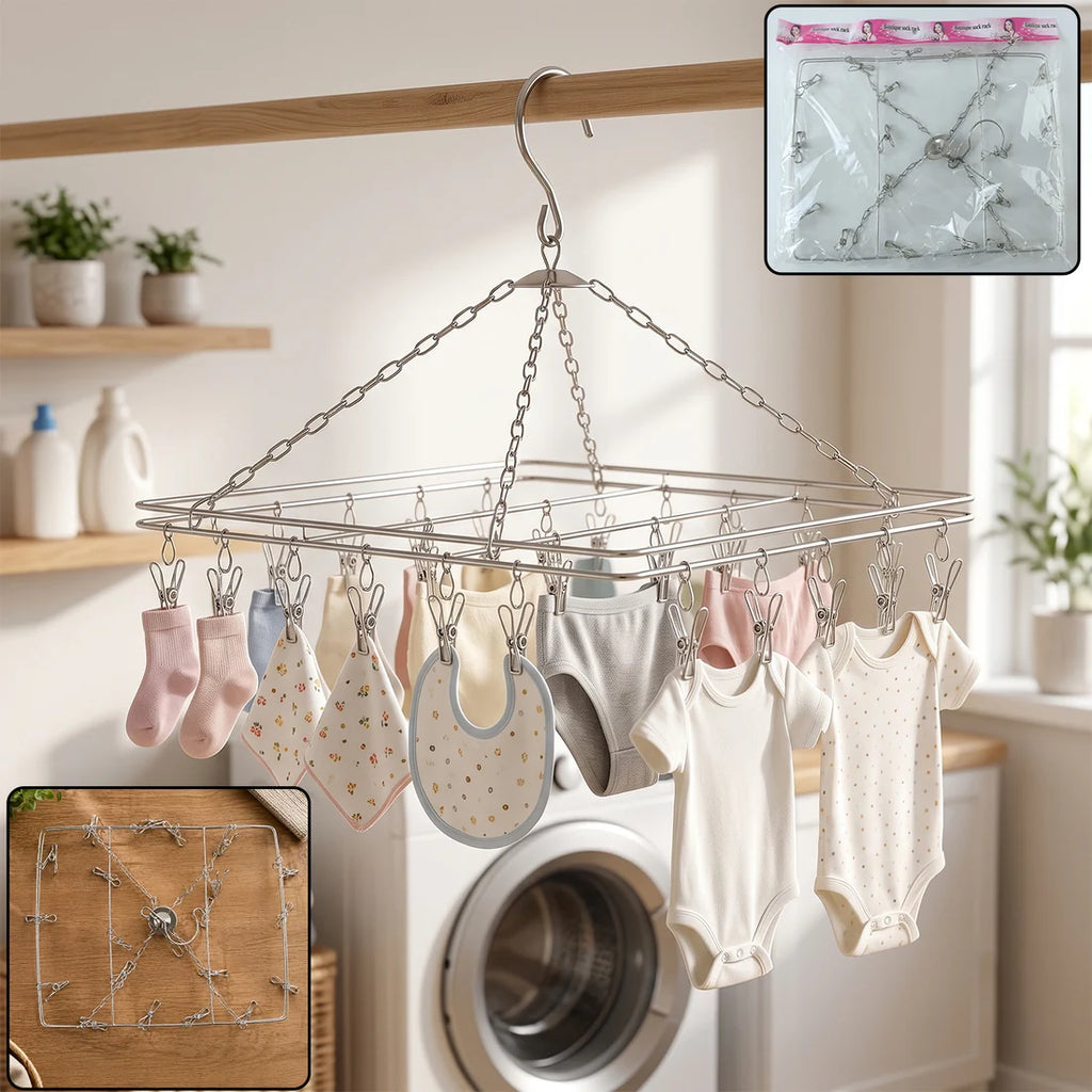 Stainless Steel Square Multi Clip Drying Hanger For Socks Baby Clothes
